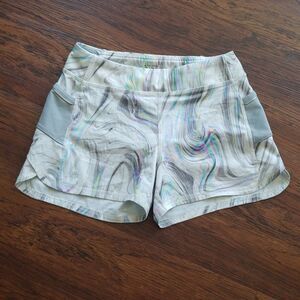 Athleta Girl Gray Swirl Athleisure Summer Outdoor Workout Shorts Size Large 12